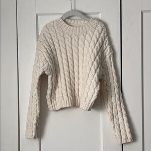 Zara Girls Cable Knit Cream Sweater